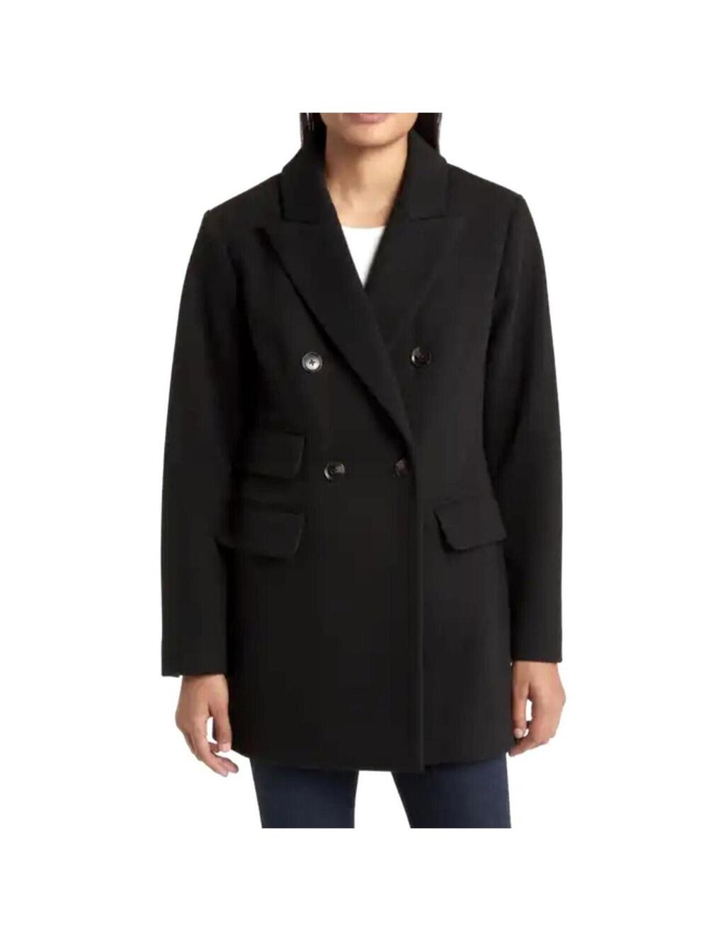 NWT BCBGMaxAzria Black Pea Coat Longline Size L